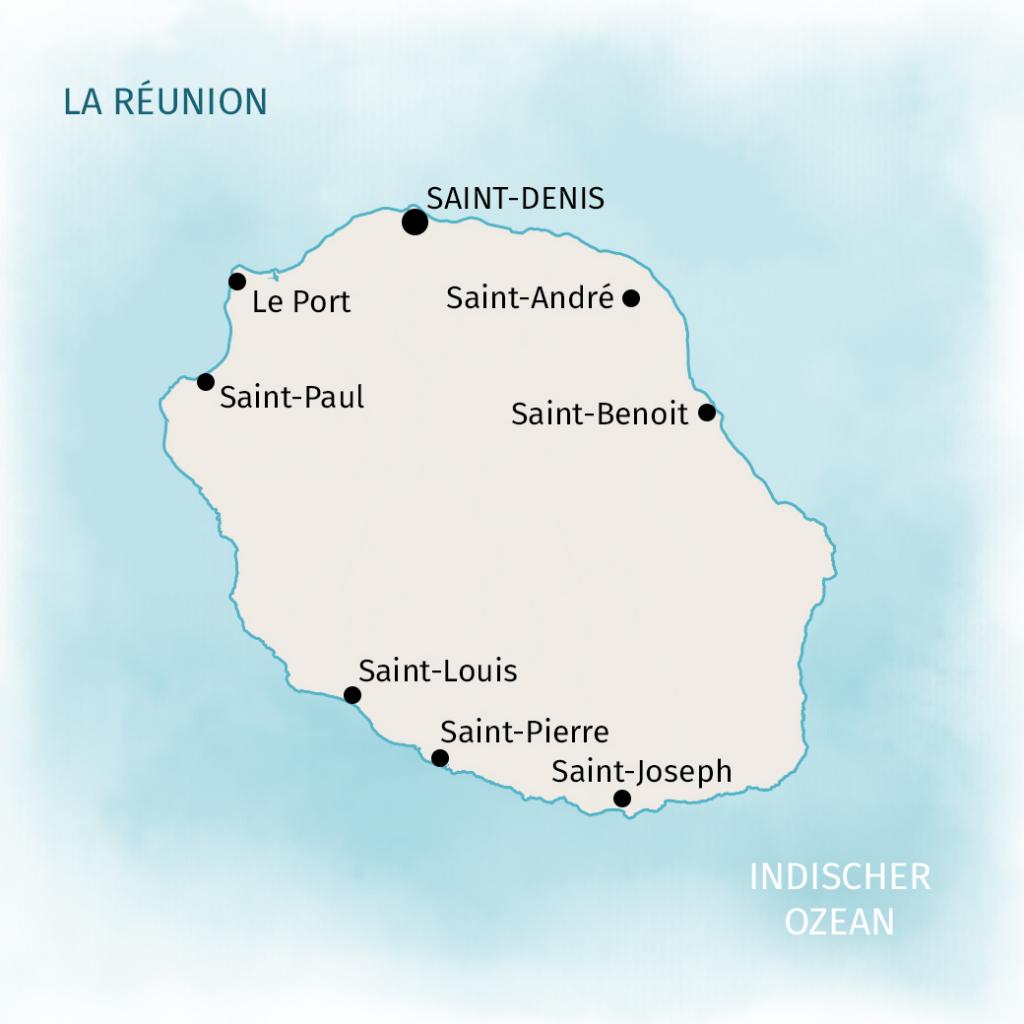 Karte von La Réunion im Indischen Ozean